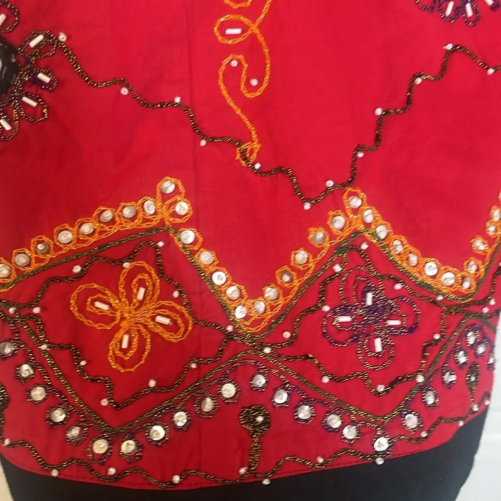 Chaudry red flare embellished skirt from India size medium - Picture 6 of 10